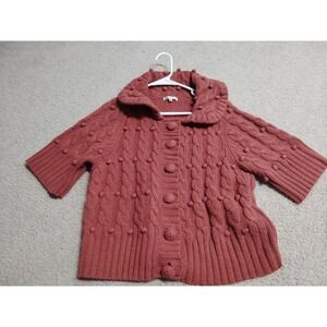 Vintage Avalin Poof Ball Sweater Half Sleeves Rust Orange Women's Medium Wool...